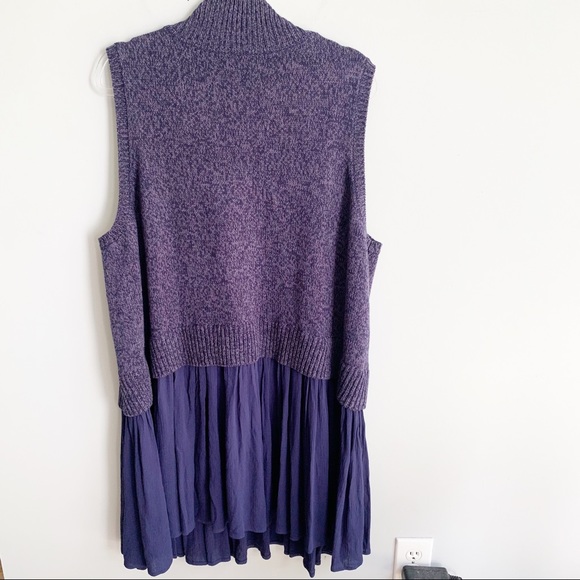 LOGO Lori Goldstein Sweater Knit Woven Trim Vest - Picture 2 of 5